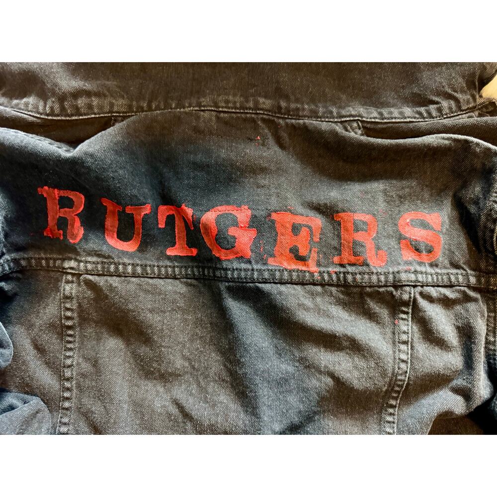 Rutgers hand-painted denim jacket